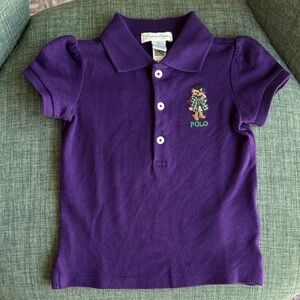 Polo by Ralph Lauren baby girls Vibrant Purple Polo bear polo Shirt 9 month NWT